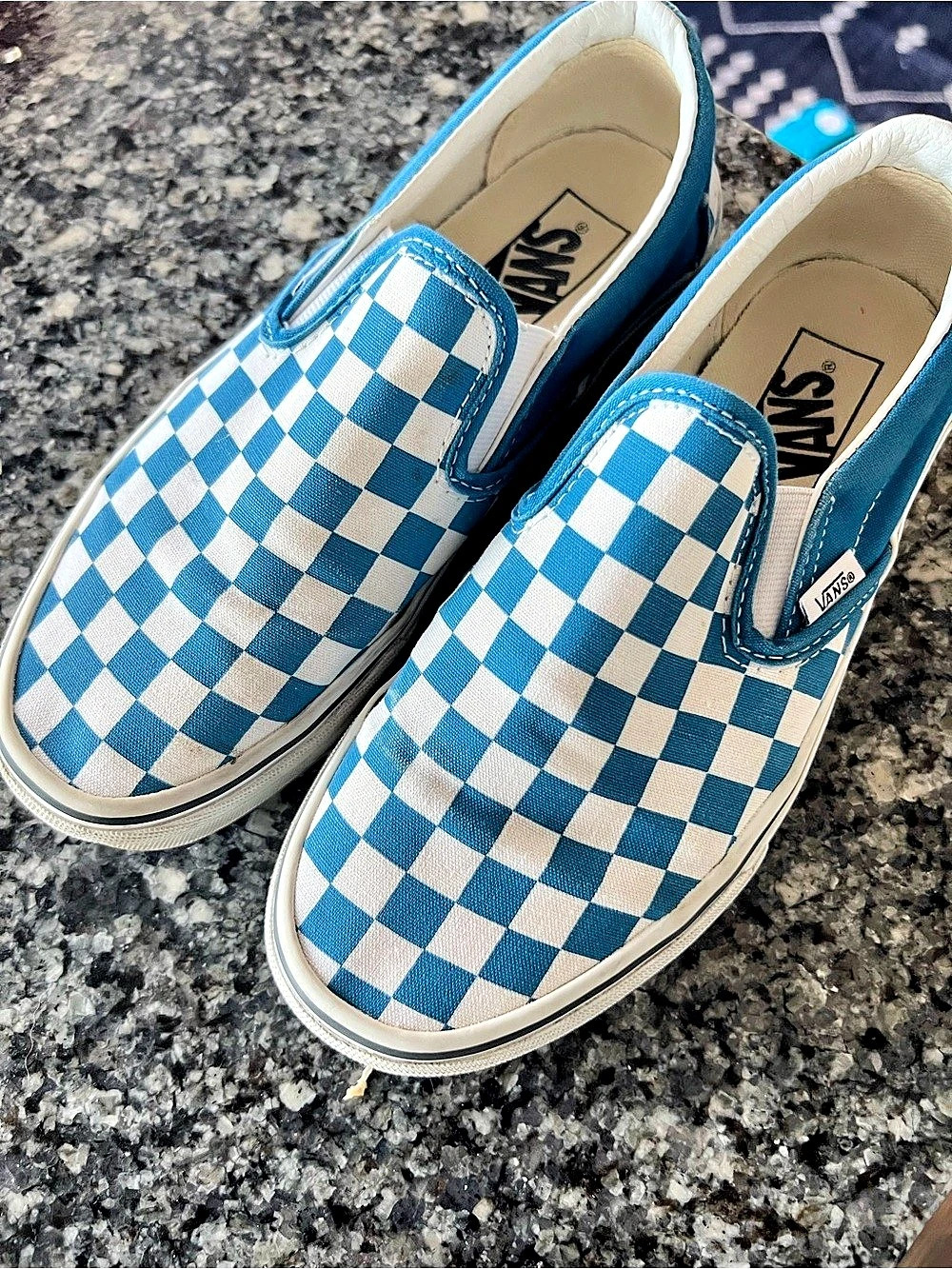 Vans Classic Slip-On Checkered Sneakers Blue White Size US men’s 6 women 7.5